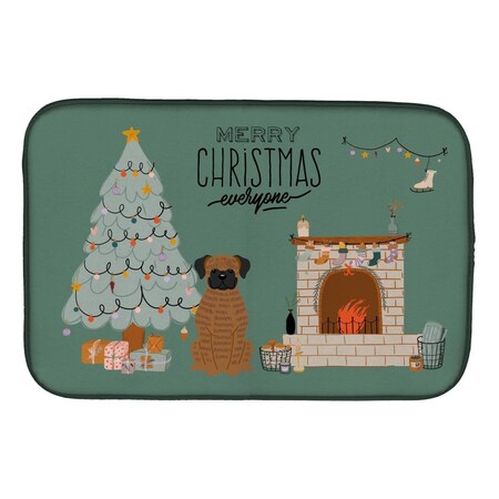 Carolines Treasures 14 x 21 in. Brindle Boxer Christmas Everyone Dish Drying Mat CK7680DDM
